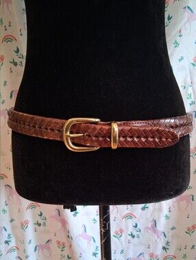EUC Coach Brown Braided Leather Unisex Business Casual Everyday Belt